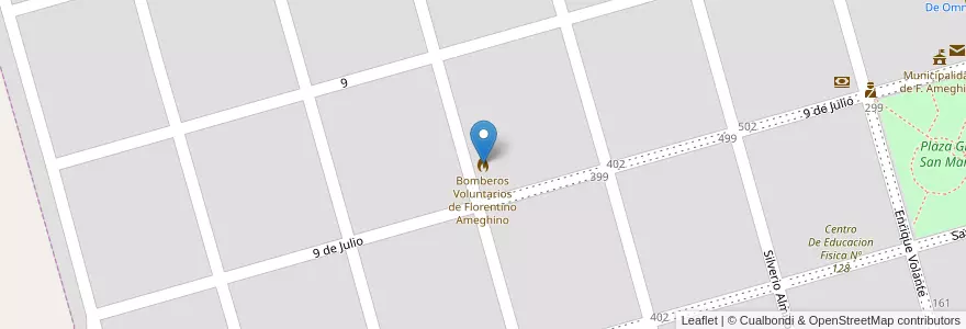 Mapa de ubicacion de Bomberos Voluntarios de Florentino Ameghino en Arjantin, Buenos Aires, Partido De Florentino Ameghino, Ameghino.