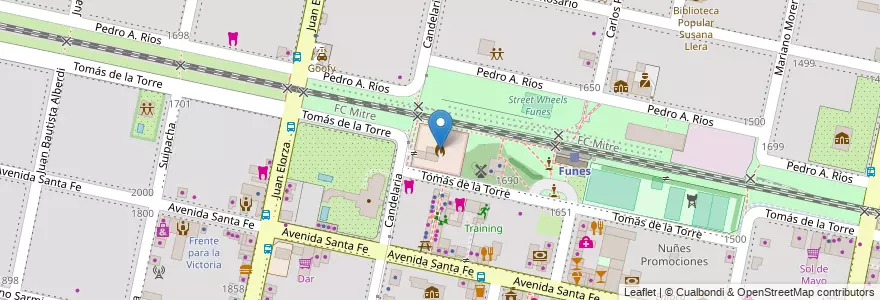 Mapa de ubicacion de Bomberos Voluntarios de Funes en Аргентина, Санта-Фе, Departamento Rosario, Municipio De Funes, Funes.