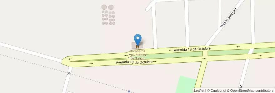 Mapa de ubicacion de Bomberos Voluntarios de Gahan en آرژانتین, استان بوئنوس آیرس, Partido De Salto.