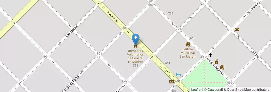 Mapa de ubicacion de Bomberos Voluntarios de General La Madrid en Arjantin, Buenos Aires, Partido De General Lamadrid, General Lamadrid.