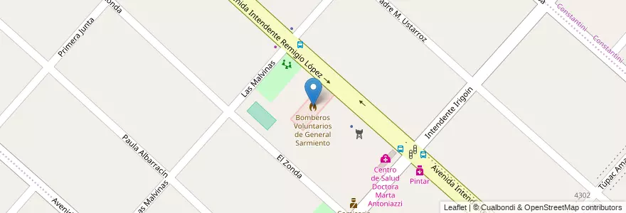 Mapa de ubicacion de Bomberos Voluntarios de General Sarmiento en 阿根廷, 布宜诺斯艾利斯省, Partido De San Miguel, Santa María.