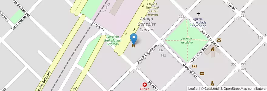 Mapa de ubicacion de Bomberos Voluntarios de Gonzalez Chaves en Аргентина, Буэнос-Айрес, Partido De Adolfo Gonzales Chaves, Adolfo Gonzáles Chaves.