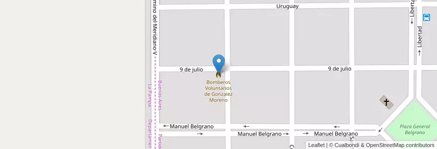 Mapa de ubicacion de Bomberos Voluntarios de Gonzalez Moreno en 아르헨티나, 부에노스아이레스주, Partido De Rivadavia, González Moreno.