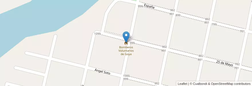 Mapa de ubicacion de Bomberos Voluntarios de Goya en アルゼンチン, コリエンテス州, Departamento Goya, Municipio De Goya.
