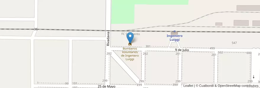 Mapa de ubicacion de Bomberos Voluntarios de Ingeniero Luiggi en Arjantin, La Pampa, Departamento Realicó, Municipio De Ingeniero Luiggi.