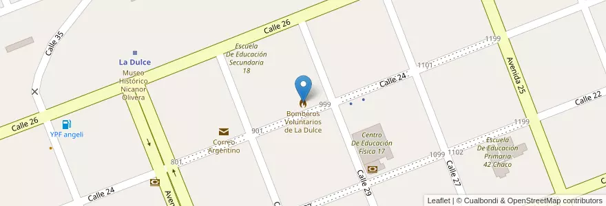 Mapa de ubicacion de Bomberos Voluntarios de La Dulce en アルゼンチン, ブエノスアイレス州, Partido De Necochea.
