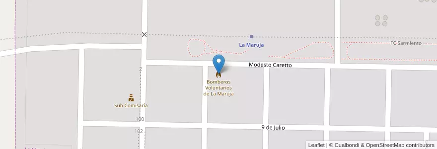 Mapa de ubicacion de Bomberos Voluntarios de La Maruja en Argentinien, La Pampa, Departamento Rancul, Municipio De La Maruja.