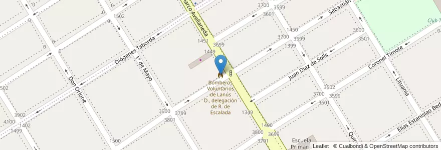 Mapa de ubicacion de Bomberos Voluntarios de Lanús O., delegación de R. de Escalada en 阿根廷, 布宜诺斯艾利斯省, Partido De Lanús, Remedios De Escalada.