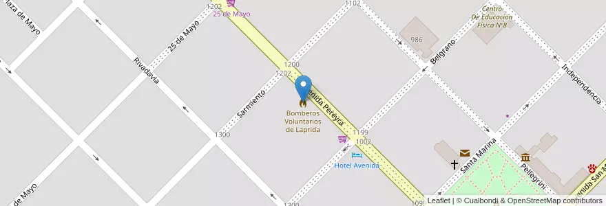 Mapa de ubicacion de Bomberos Voluntarios de Laprida en Arjantin, Buenos Aires, Partido De Laprida, Laprida.