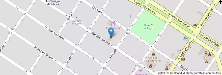 Mapa de ubicacion de Bomberos Voluntarios de Leandro N. Alem en 아르헨티나, Misiones, Departamento Leandro N. Alem, Municipio De Leandro N. Alem, Leandro N. Alem.