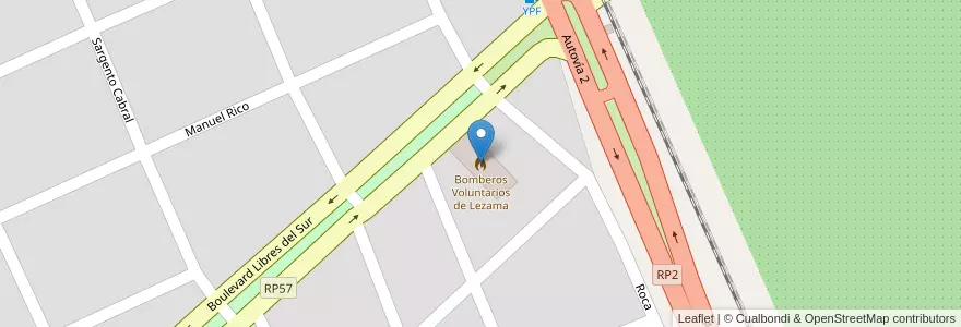 Mapa de ubicacion de Bomberos Voluntarios de Lezama en Arjantin, Buenos Aires, Partido De Lezama.