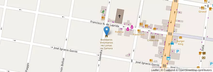 Mapa de ubicacion de Bomberos Voluntarios de Lomas de Zamora en アルゼンチン, ブエノスアイレス州, Partido De Lomas De Zamora, Lomas De Zamora.