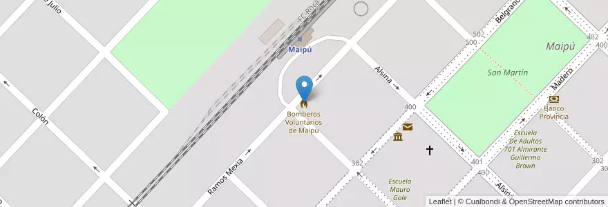 Mapa de ubicacion de Bomberos Voluntarios de Maipú en الأرجنتين, بوينس آيرس, Partido De Maipú, Maipú.
