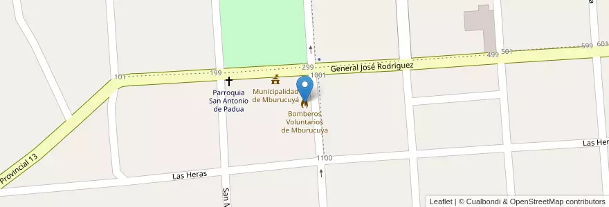 Mapa de ubicacion de Bomberos Voluntarios de Mburucuya en アルゼンチン, コリエンテス州, Departamento Mburucuyá, Municipio De Mburucuyá.