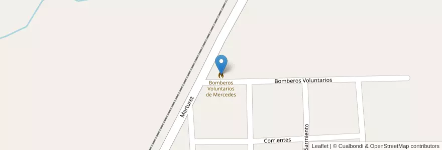 Mapa de ubicacion de Bomberos Voluntarios de Mercedes en アルゼンチン, コリエンテス州, Departamento Monte Caseros, Municipio De Mocoretá.