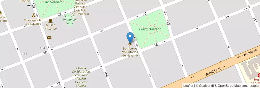 Mapa de ubicacion de Bomberos Voluntarios de Navarro en Argentina, Provincia Di Buenos Aires, Partido De Navarro, Navarro.