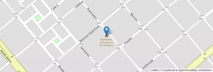Mapa de ubicacion de Bomberos Voluntarios de Pellegrini en 아르헨티나, 부에노스아이레스주, Partido De Pellegrini, Pellegrini.