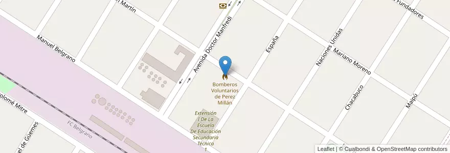 Mapa de ubicacion de Bomberos Voluntarios de Perez Millán en Argentine, Province De Buenos Aires, Partido De Ramallo, Pérez Millán.