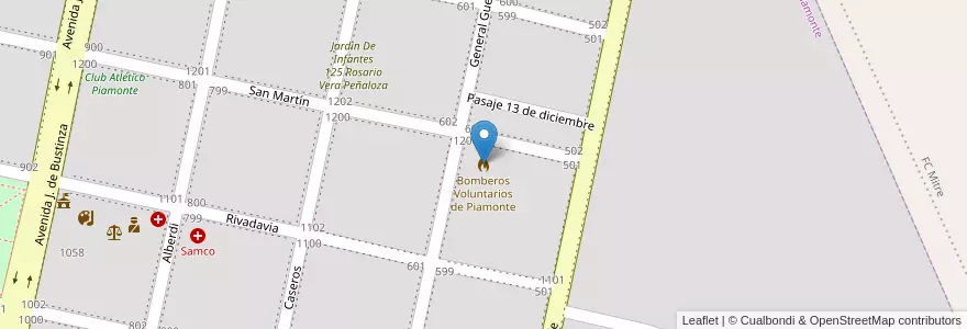 Mapa de ubicacion de Bomberos Voluntarios de Piamonte en Argentina, Santa Fe, Departamento San Martín, Municipio De Piamonte, Piamonte.