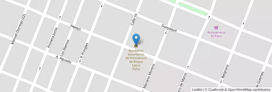 Mapa de ubicacion de Bomberos Voluntarios de Presidencia de Roque Sáenz Peña en Argentinien, Chaco, Departamento Comandante Fernández, Municipio De Presidencia Roque Sáenz Peña, Presidencia Roque Sáenz Peña.