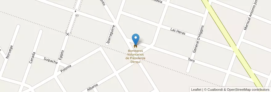 Mapa de ubicacion de Bomberos Voluntarios de Presidente Derqui en Arjantin, Buenos Aires, Partido Del Pilar, Presidente Derqui.