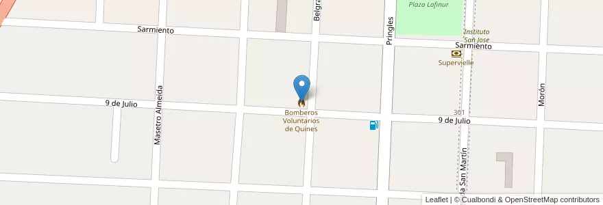 Mapa de ubicacion de Bomberos Voluntarios de Quines en アルゼンチン, サンルイス州, Ayacucho, Municipio De Quines.