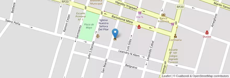 Mapa de ubicacion de Bomberos Voluntarios de Ranchos en Argentine, Province De Buenos Aires, Partido De General Paz, Ranchos.