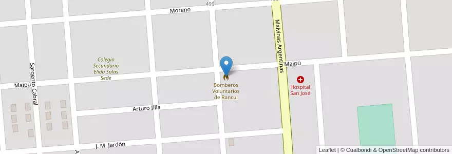 Mapa de ubicacion de Bomberos Voluntarios de Rancul en アルゼンチン, ラ・パンパ州, Departamento Rancul, Municipio De Rancul.