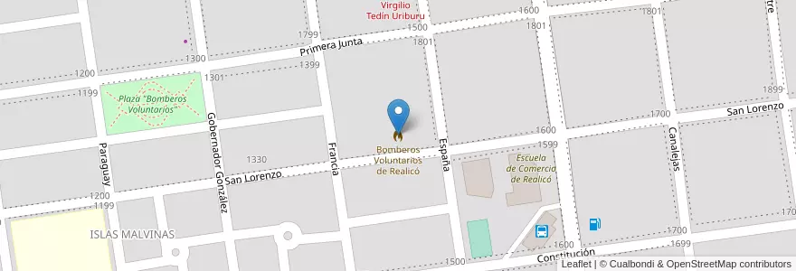 Mapa de ubicacion de Bomberos Voluntarios de Realicó en アルゼンチン, ラ・パンパ州, Departamento Realicó, Municipio De Realicó, Realicó.