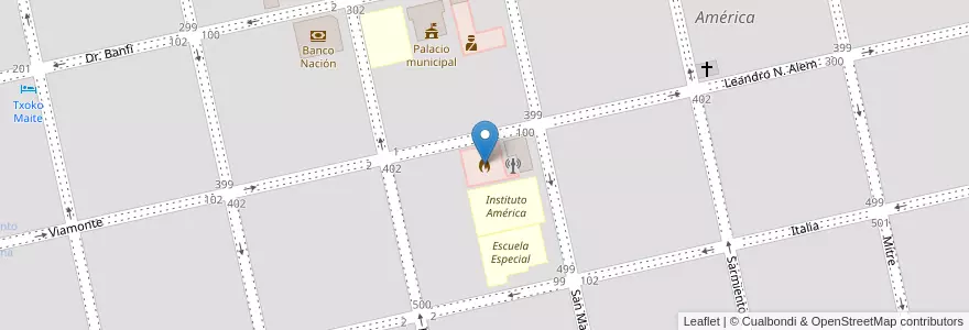 Mapa de ubicacion de Bomberos Voluntarios de Rivadavia en アルゼンチン, ブエノスアイレス州, Partido De Rivadavia, América.