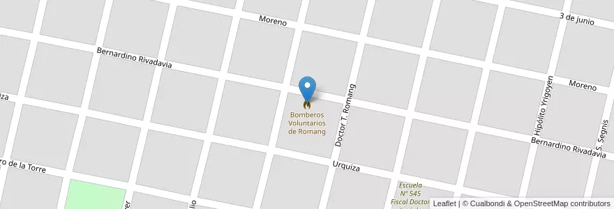 Mapa de ubicacion de Bomberos Voluntarios de Romang en 阿根廷, Santa Fe, Departamento San Javier, Municipio De Romang.