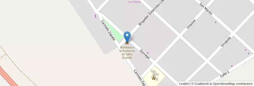 Mapa de ubicacion de Bomberos Voluntarios de Salto Grande en 아르헨티나, Santa Fe, Departamento Iriondo, Municipio De Salto Grande, Salto Grande.