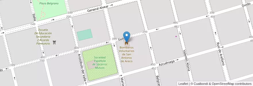 Mapa de ubicacion de Bomberos Voluntarios de San Antonio de Areco en آرژانتین, استان بوئنوس آیرس, Partido De San Antonio De Areco, San Antonio De Areco.