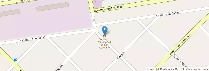Mapa de ubicacion de Bomberos Voluntarios de San Cayetano en Arjantin, Buenos Aires, Partido De San Cayetano, San Cayetano.