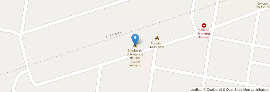 Mapa de ubicacion de Bomberos Voluntarios de San José de Feliciano en アルゼンチン, エントレ・リオス州, Departamento Feliciano, Distrito Basualdo, San José De Feliciano.