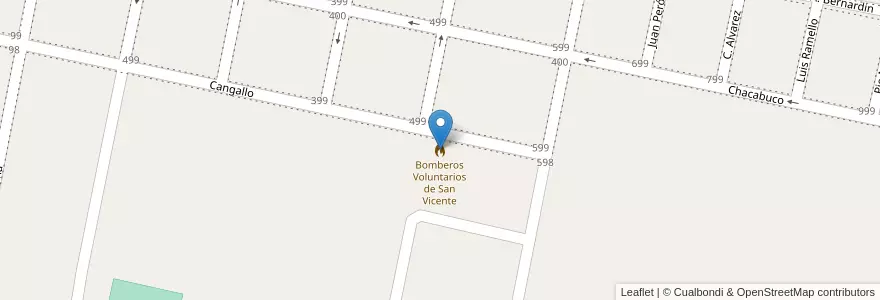 Mapa de ubicacion de Bomberos Voluntarios de San Vicente en Argentina, Santa Fe, Departamento Castellanos, Municipio De San Vicente.