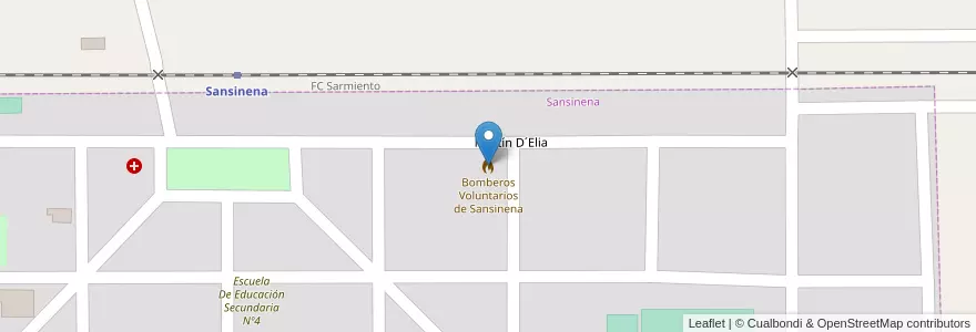 Mapa de ubicacion de Bomberos Voluntarios de Sansinena en Arjantin, Buenos Aires, Partido De Rivadavia, Sansinena.