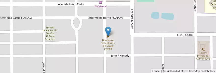 Mapa de ubicacion de Bomberos Voluntarios de Santa Sylvina en Argentina, Chaco, Departamento Fray Justo Santa María De Oro, Municipio De Santa Sylvina, Santa Sylvina.