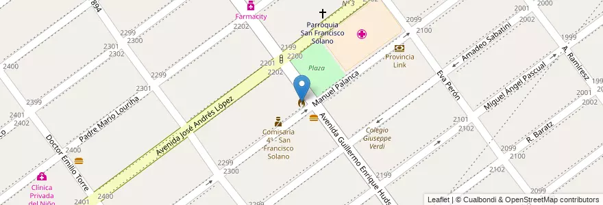 Mapa de ubicacion de Bomberos Voluntarios de Solano en Argentine, Province De Buenos Aires, Partido De Quilmes, San Francisco Solano.
