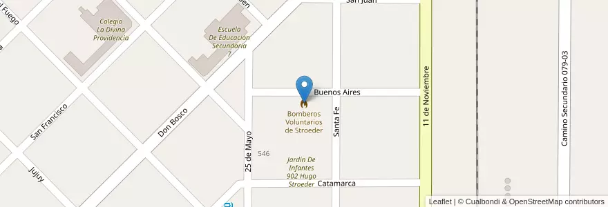 Mapa de ubicacion de Bomberos Voluntarios de Stroeder en الأرجنتين, بوينس آيرس, Partido De Patagones, Stroeder.