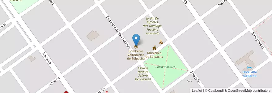 Mapa de ubicacion de Bomberos Voluntarios de Suipacha en アルゼンチン, ブエノスアイレス州, Suipacha.