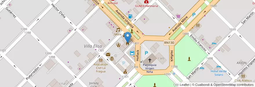 Mapa de ubicacion de Bomberos Voluntarios de Villa Elisa en 阿根廷, 恩特雷里奥斯省, Departamento Colón, Distrito Segundo, Villa Elisa, Villa Elisa.