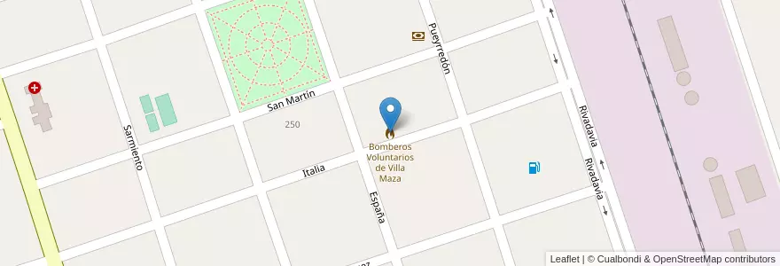Mapa de ubicacion de Bomberos Voluntarios de Villa Maza en 阿根廷, 布宜诺斯艾利斯省, Partido De Adolfo Alsina.