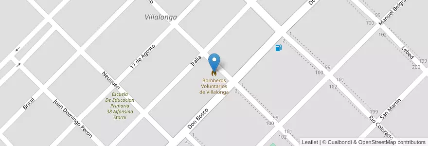 Mapa de ubicacion de Bomberos Voluntarios de Villalonga en アルゼンチン, ブエノスアイレス州, Partido De Patagones, Villalonga.