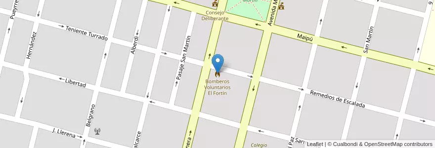 Mapa de ubicacion de Bomberos Voluntarios El Fortìn en 阿根廷, San Luis, General Pedernera, Villa Mercedes, Municipio De Villa Mercedes.