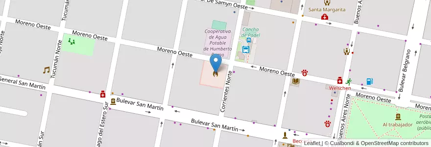 Mapa de ubicacion de Bomberos Voluntarios Humberto Primo en アルゼンチン, サンタフェ州, Departamento Castellanos, Municipio De Humberto Primo, Humberto Primo.