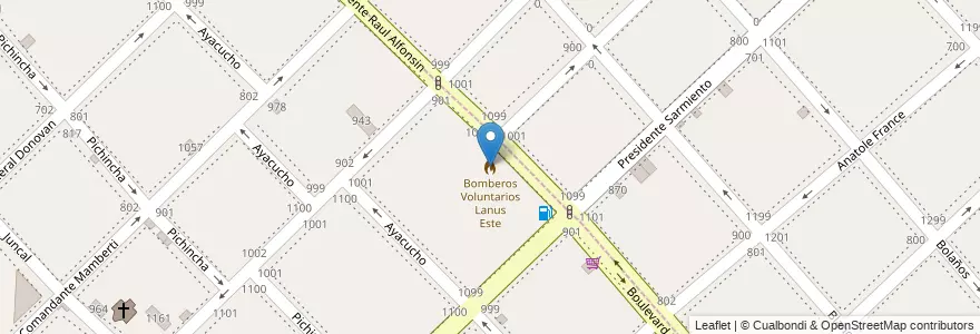 Mapa de ubicacion de Bomberos Voluntarios Lanus Este en 阿根廷, 布宜诺斯艾利斯省, Partido De Lanús, Lanús Este.