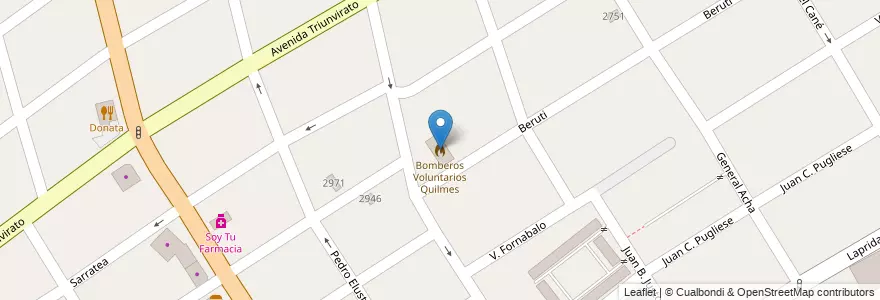 Mapa de ubicacion de Bomberos Voluntarios Quilmes en アルゼンチン, ブエノスアイレス州, Partido De Quilmes, Quilmes.