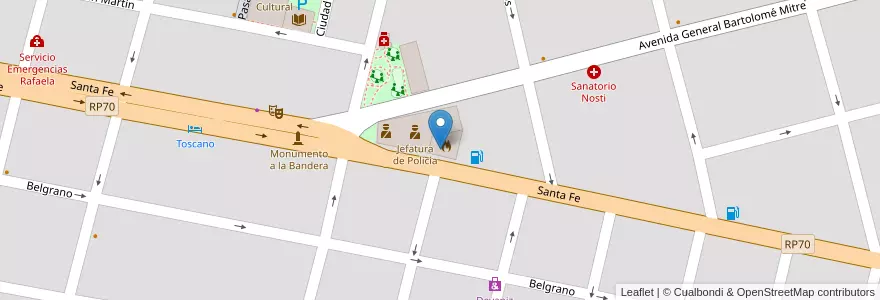 Mapa de ubicacion de Bomberos Zapadores Rafaela Unidad Regional V en アルゼンチン, サンタフェ州, Departamento Castellanos, Municipio De Rafaela.
