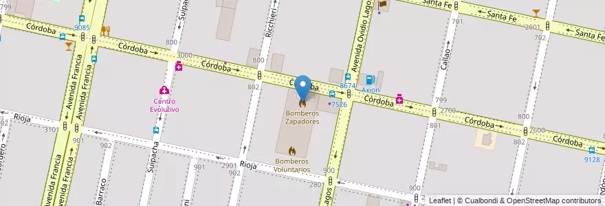 Mapa de ubicacion de Bomberos Zapadores en الأرجنتين, سانتا في, Departamento Rosario, Municipio De Rosario, روساريو.